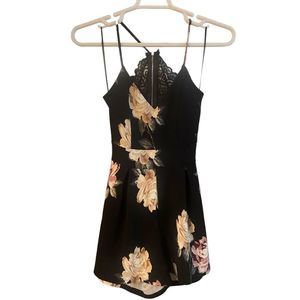 Eclipse Floral Black Spaghetti Strap Romper Size S